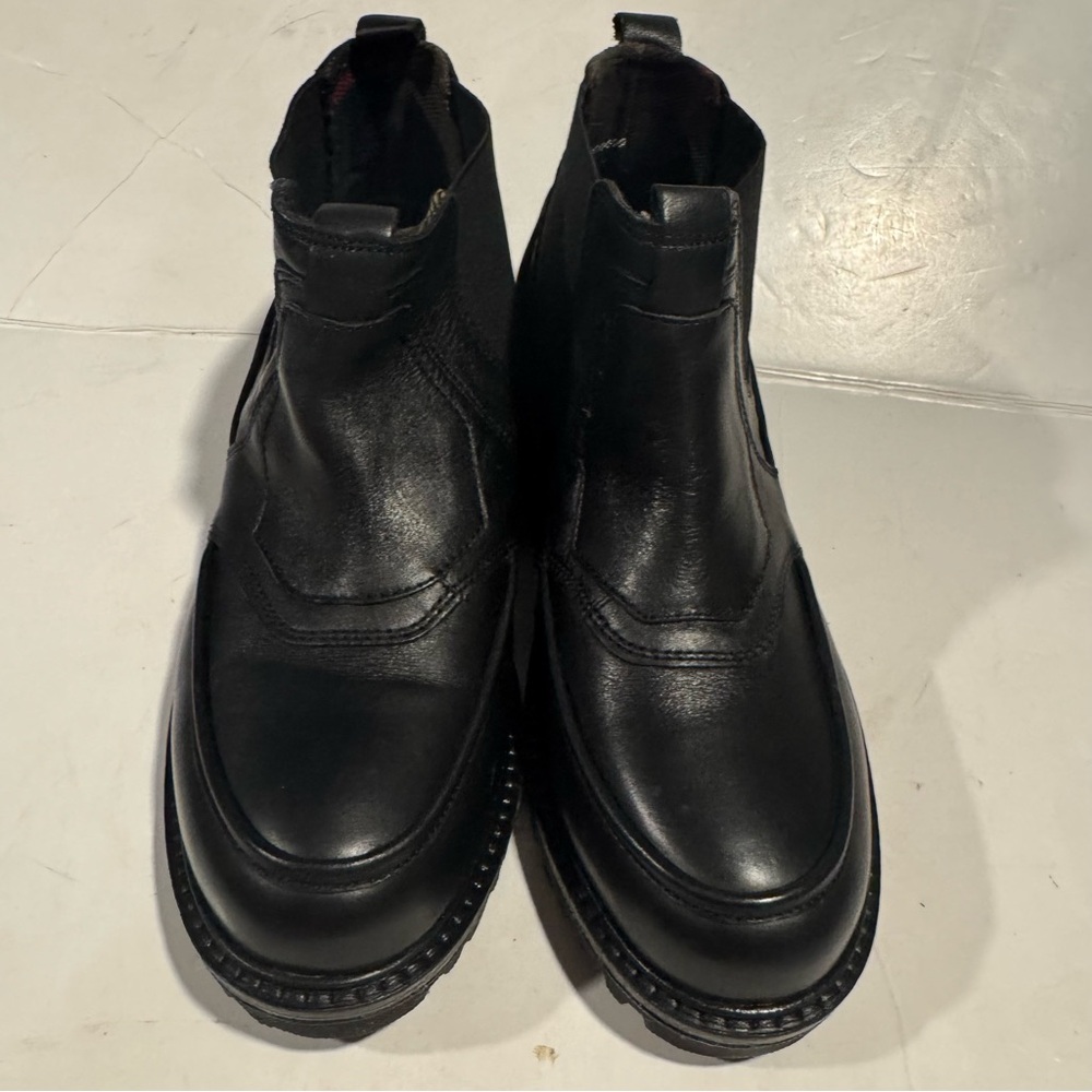 Zara Black Leather Chelsea Boots Size 38